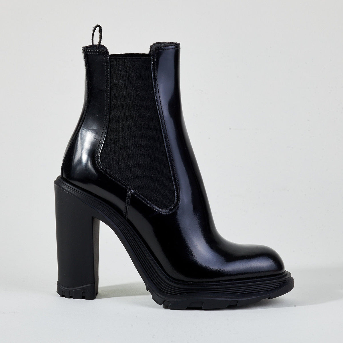 Stack Leather And Rubber Ankle Boots in Black - Alexander Mc Queen