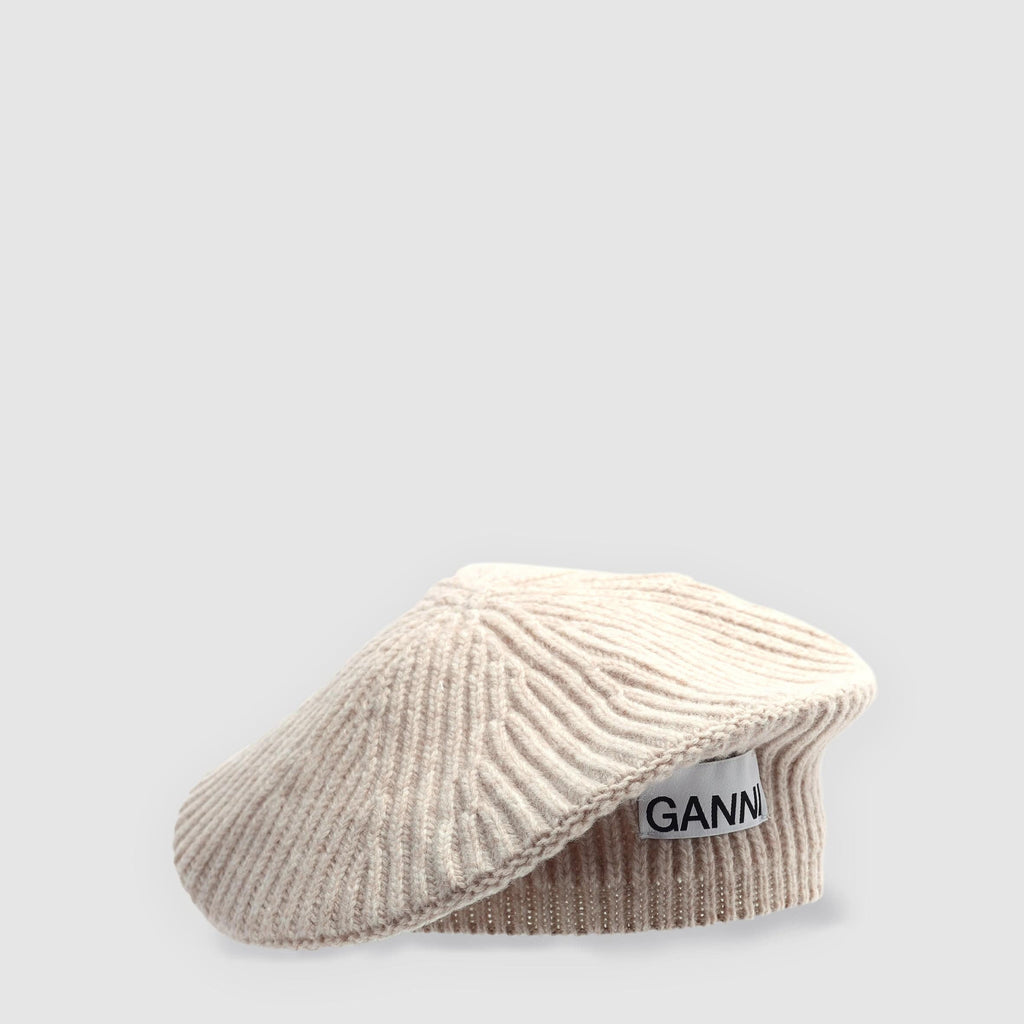 ACCESSORIES - Ganni Women's Rib Beret Beige Hat