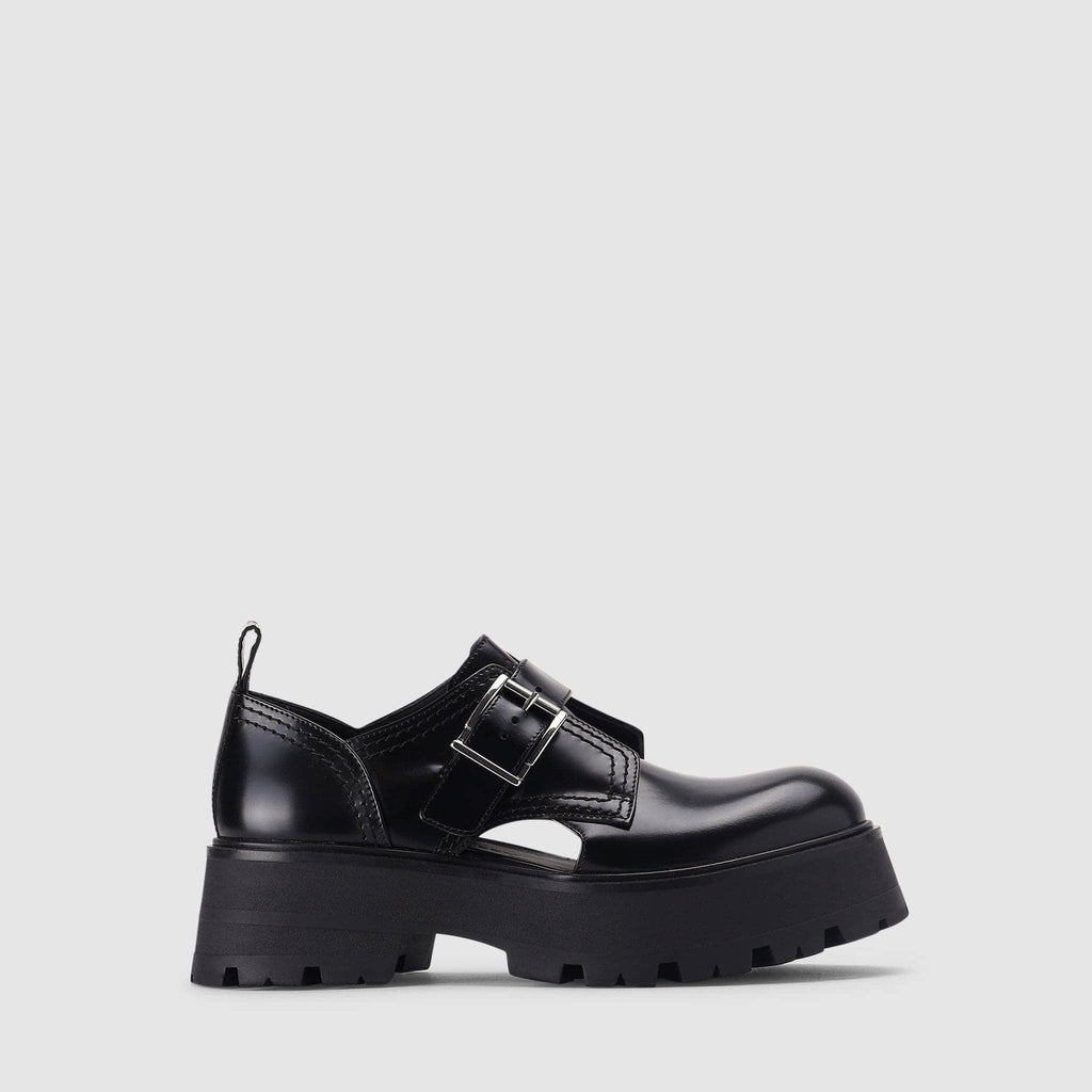 Shoes - Alexander McQueen Women's Buckle Punk Loafer Black Flats