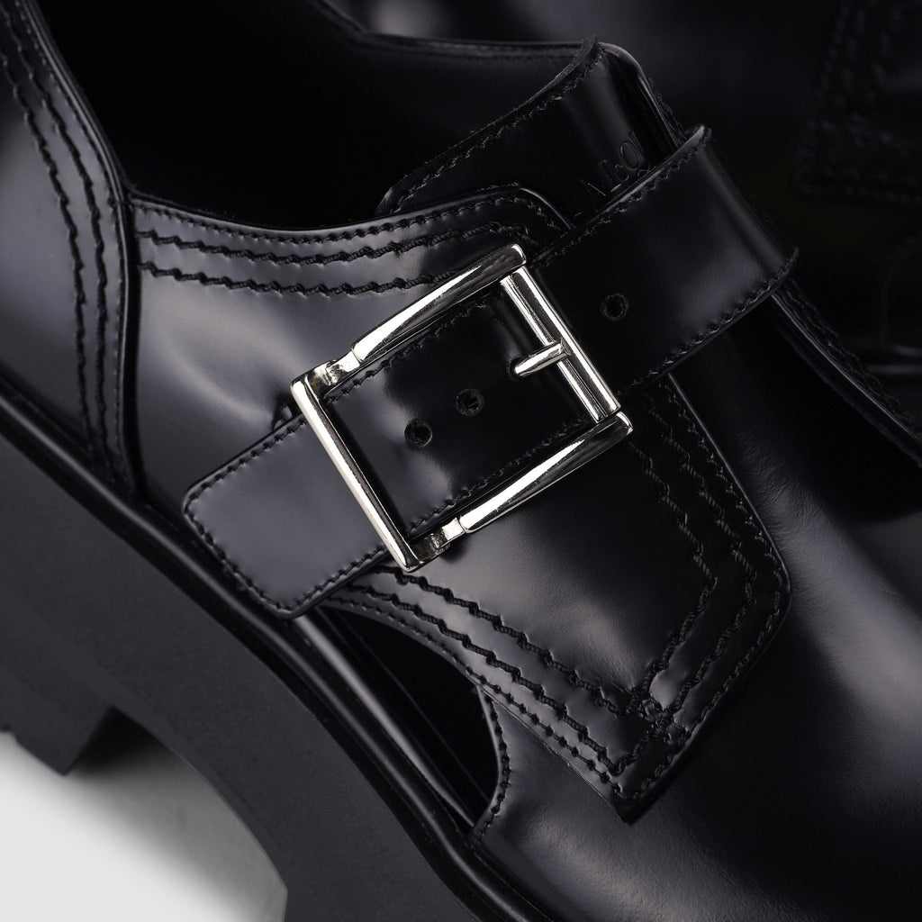 Shoes - Alexander McQueen Women's Buckle Punk Loafer Black Flats
