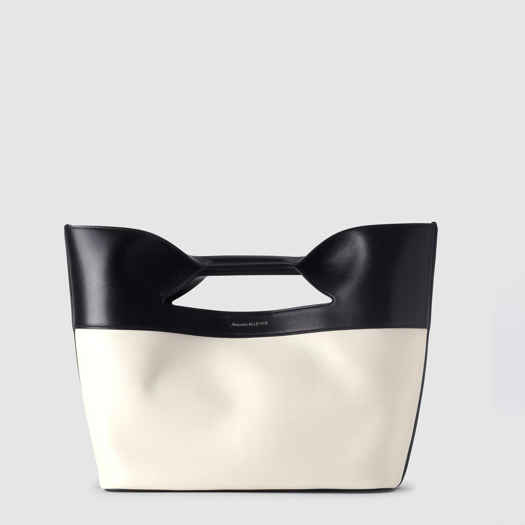 BAGS - Alexander McQueen Women's The Bow Small White Black Tote Bag