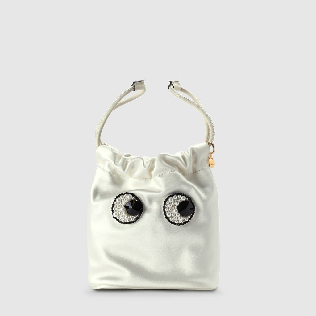 BAGS - Anya Hindmarch Women's Drawstring Pearl White Clutch Bag