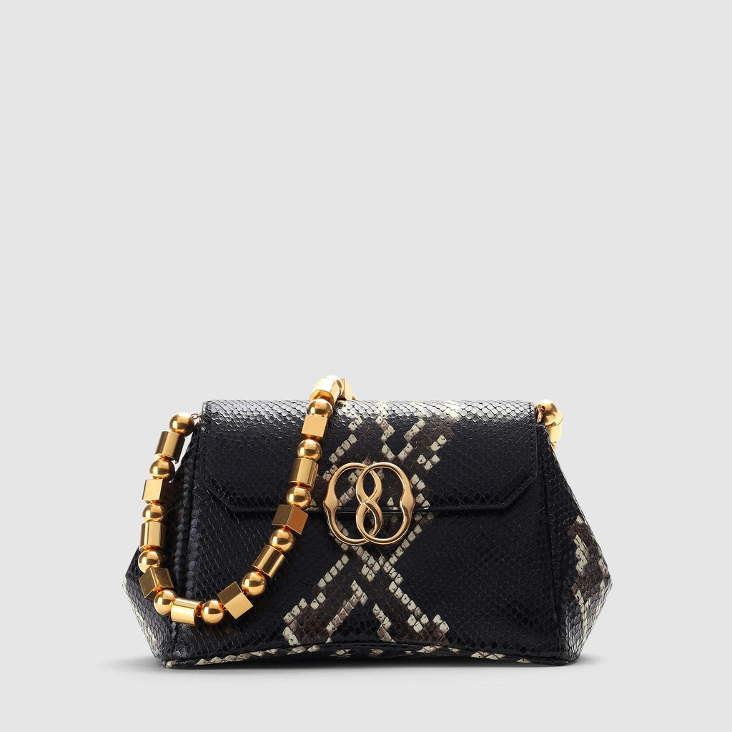 BAGS - Bally Women's Emblem Python Print Black Clutch Bag