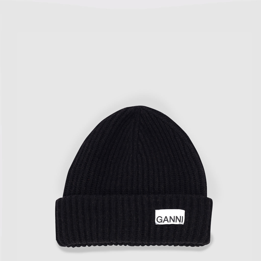 ACCESSORIES - Ganni Women's Rib Beanie Black Hat