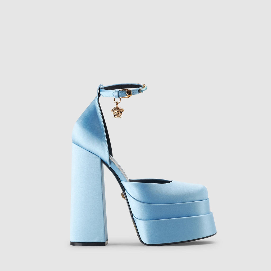 Shoes - Versace Women's Medusa Aevitas Platform Blue Heels