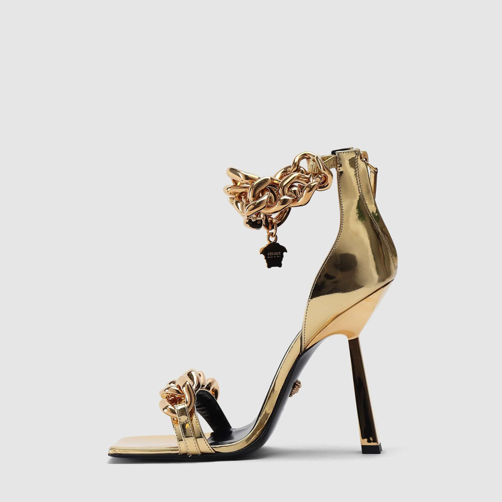 Shoes - Versace Women's Medusa Chain Gold Sandals