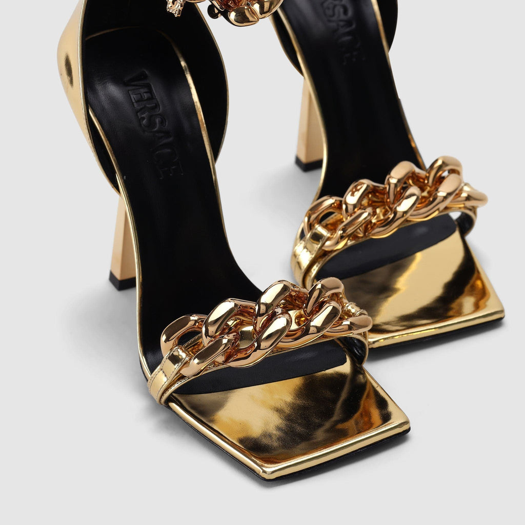 Shoes - Versace Women's Medusa Chain Gold Sandals