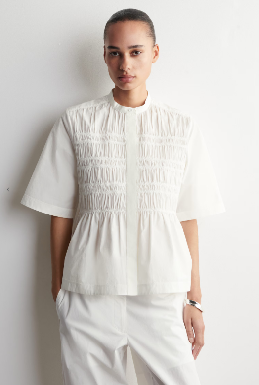 RUCHED COTTON BLOUSE - WHITE | COS GB