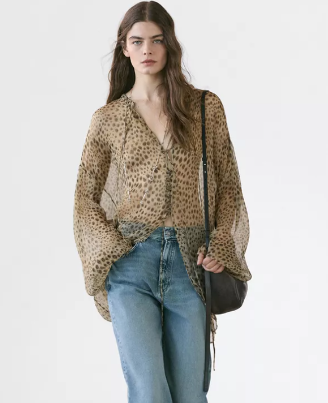 Flowing animal print blouse · Ochre · Shirts | Massimo Dutti